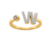9K YG 0.26ct F VS LGD INITIAL "W" RING